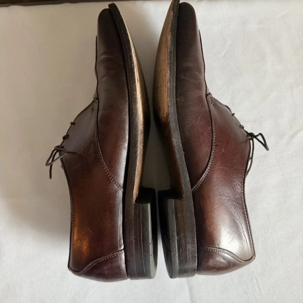Allen Edmonds Burton Oxford‎ Mens Sz 9.5 D Brown Made In USA Leather Dress Shoes